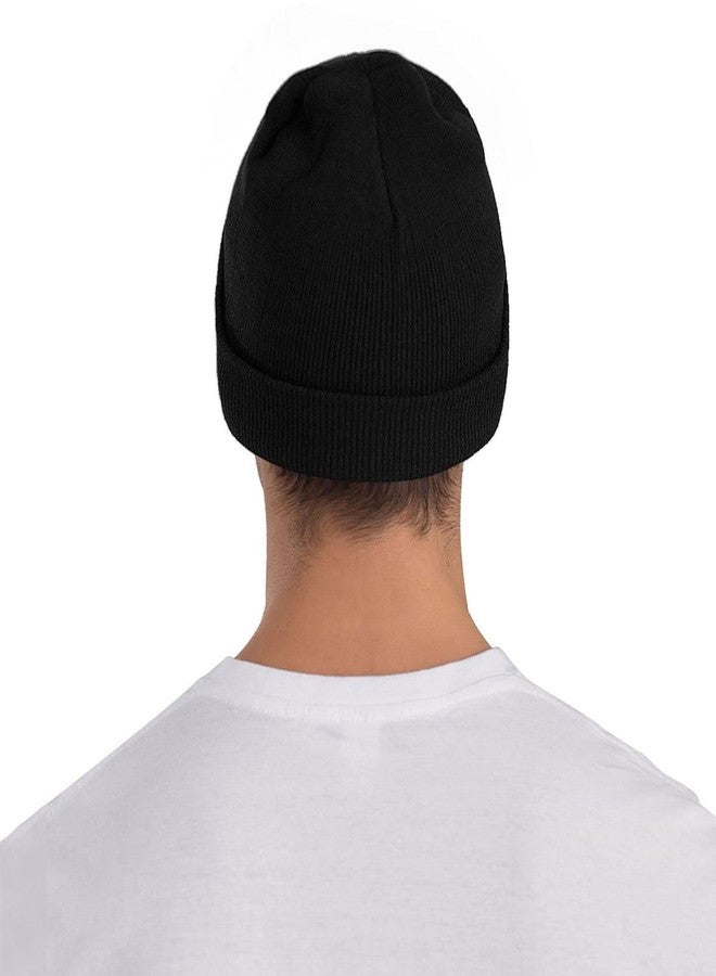 Vxchkerm Skeleton Beanie Hats for Men Women, Funny Halloween Knitted Cuffed Crossbones Cap, Warm Soft Stretchy Embroidered Skull Beanies Winter Hat Black - Image 3